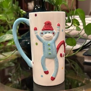 Sock monkey coffee Mug Cup St Nicholas square Hand Painted